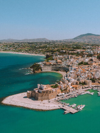 Where to stay in Sicily travel diary - aerial view of Castellammare del Golfo in Sicily